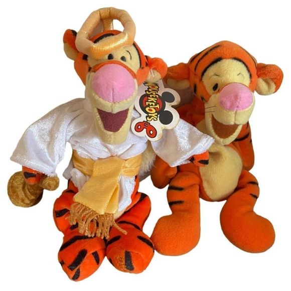 SET OF 2 Vintage Disney Bean Bag Plush Choir Angel Tigger & Plain Tigger - Picture 1 of 9